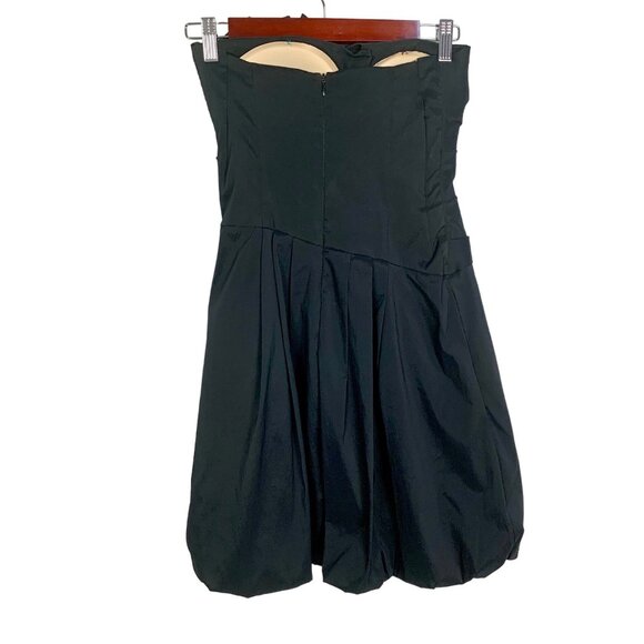 Betsy & Adam Taffeta Strapless Pleated 6 Mini Cocktail Dress Bubble Hem Black - Picture 4 of 11